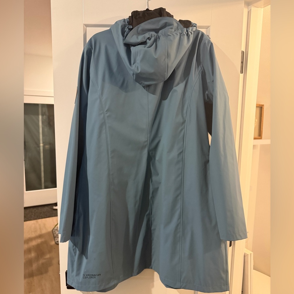 Waterproof Slate Blue Women's Rain Jacket with Hood - Picture 6 of 9